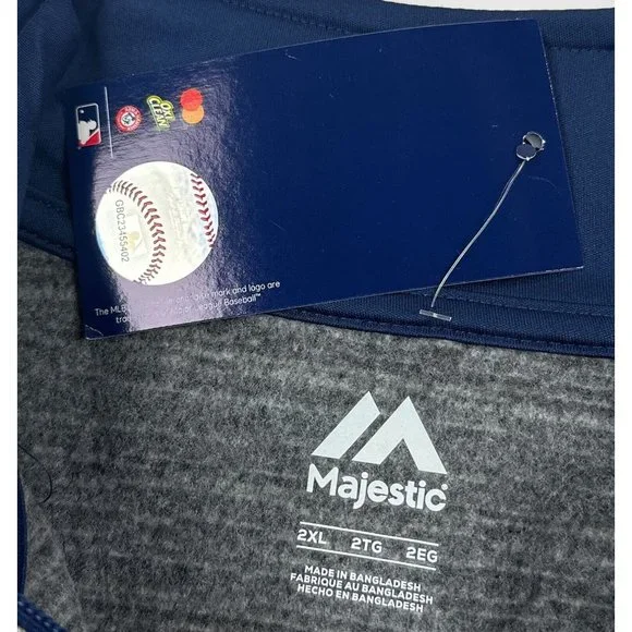 Detroit Tigers MLB Majestic 2XL XXL 1/4 Zip Pullover Jacket Shirt Heather Gray - Picture 4 of 11